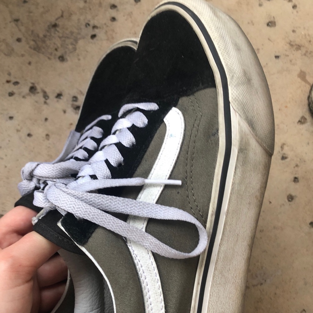 Black and olive green platform oldskool Vans